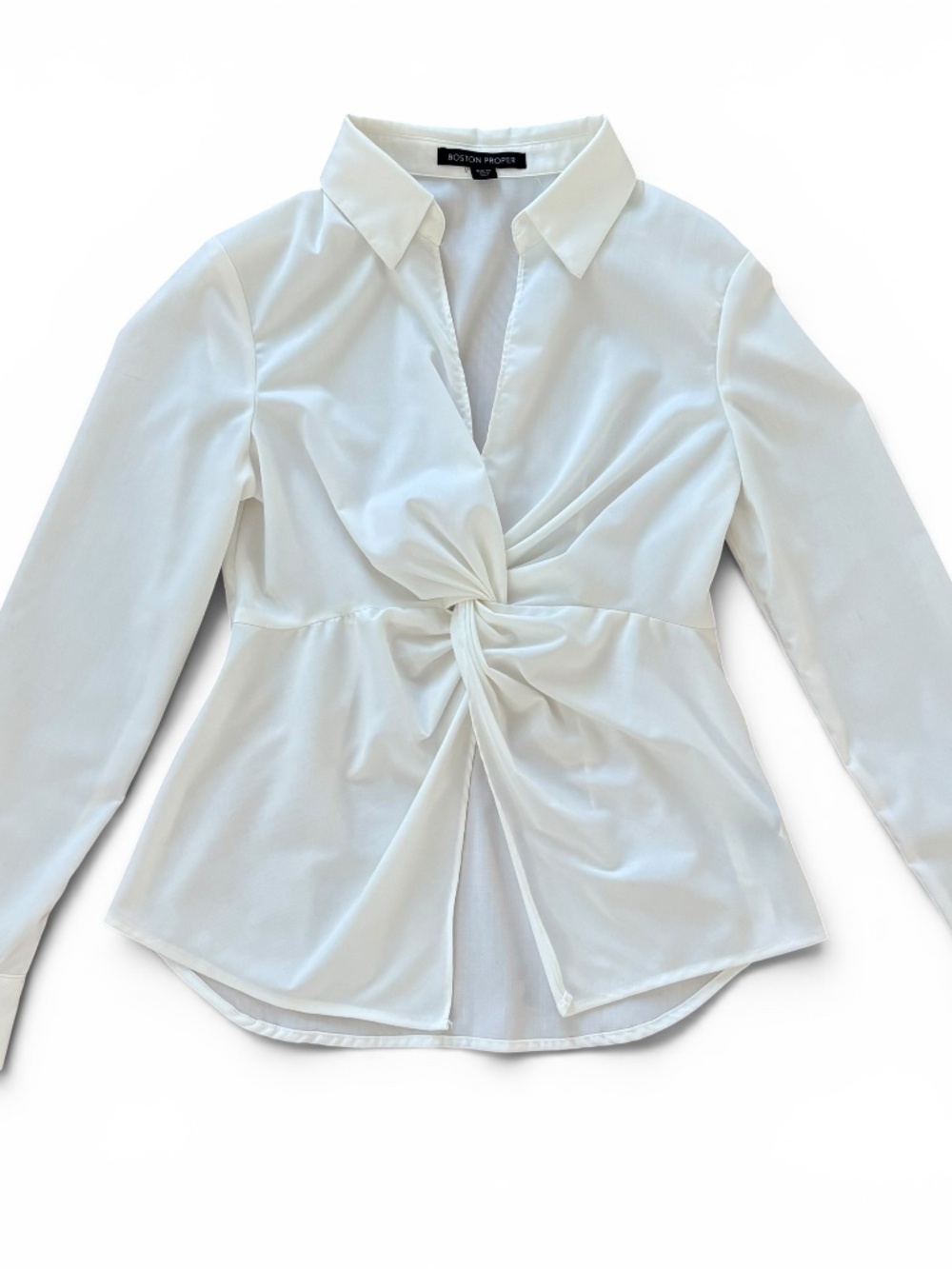 White Twist Sexy Collared Dress Shirt